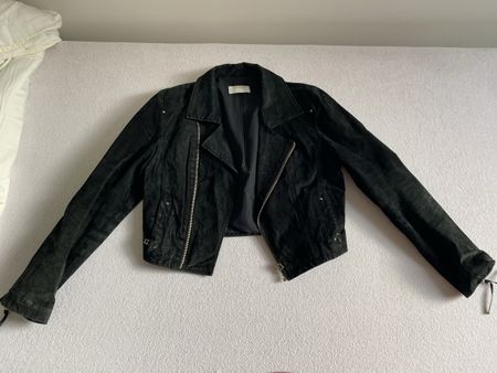 Veste en cuir de daim noire Voice of Europe, Taille 38