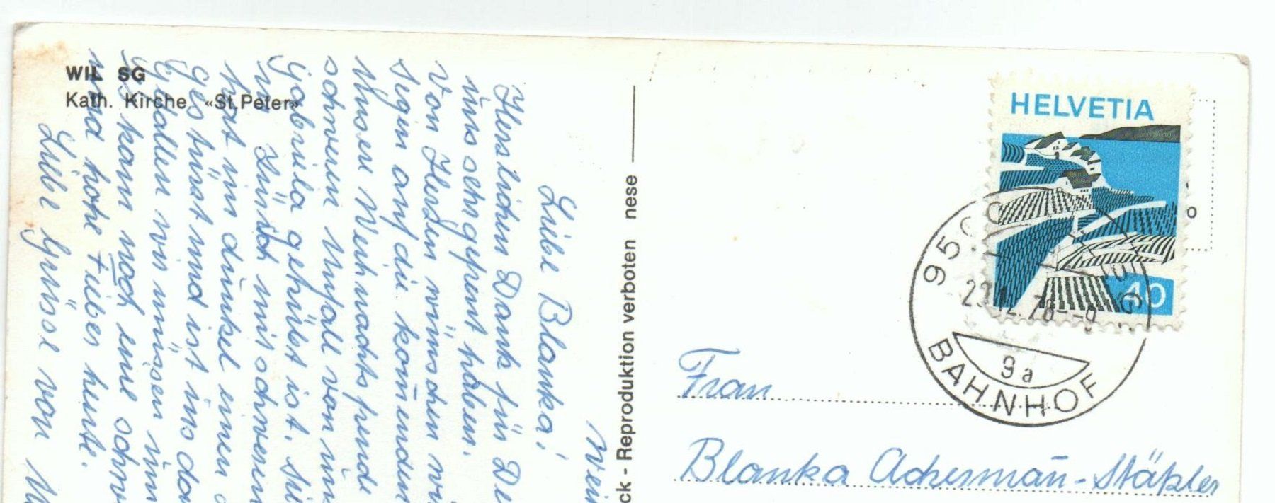 Cartes postales: WIL SG Kath. Kirche St. Peter – D'occasion à Jona par philajona 1