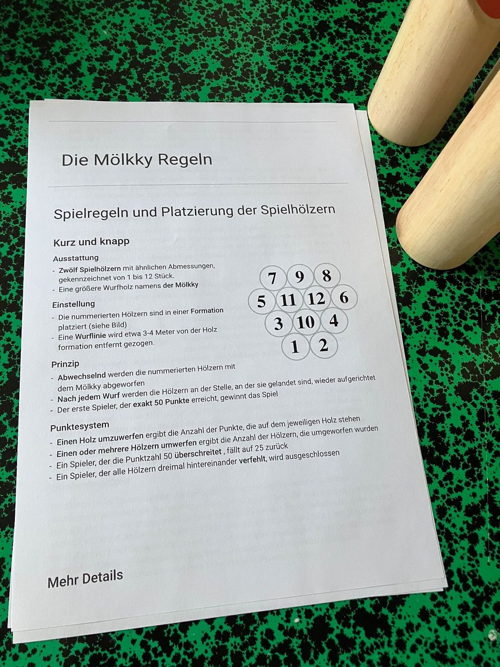 Giochi: Wurf-Kegelspiel Weikky (oder Möllky) – Nuovo e nell'imballaggio originale da Rüti ZH venduto da Ochello 1