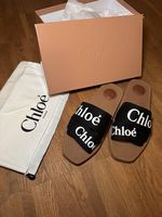 Chloe Woody Pantoletten in schwarz/weiss