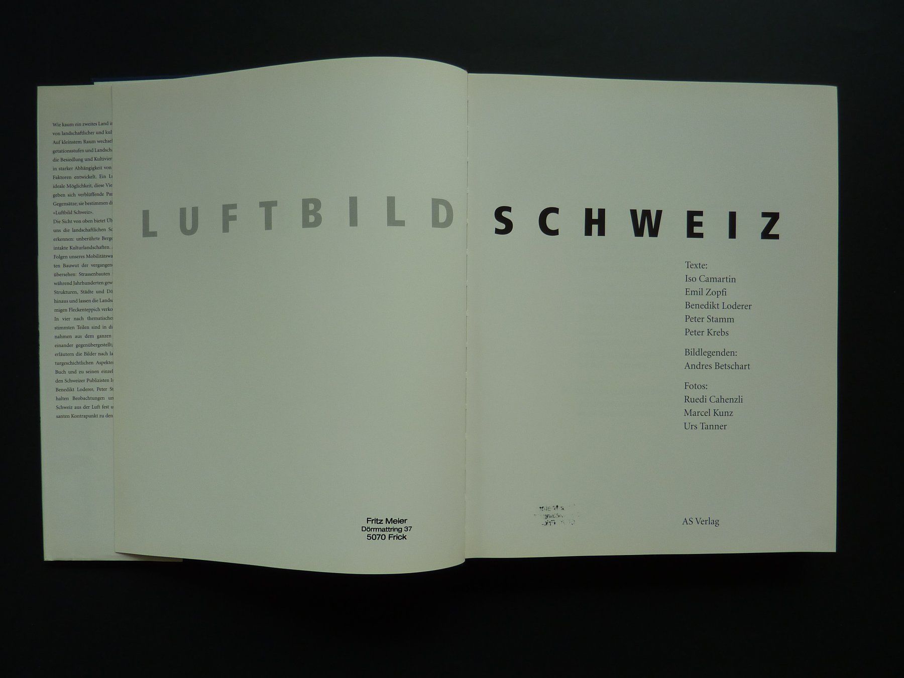 Libri: Luftbild Schweiz  Fr. 25.- – Usato da Zürich venduto da Aetna14 9