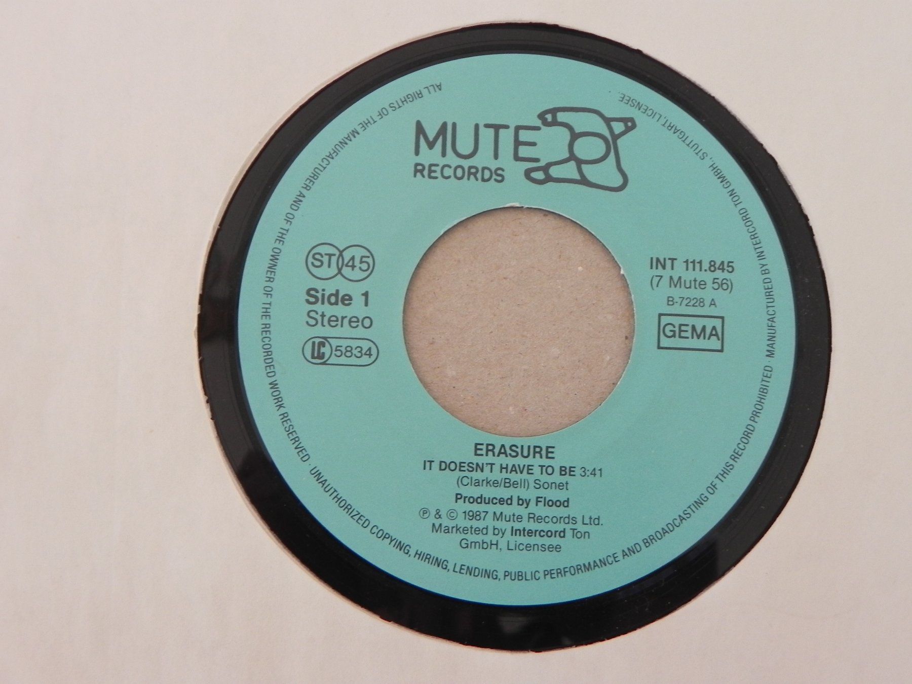 Dischi in vinile: Single Brit. Synthie Pop Dance Duo Erasure 1987 It doesn`t.. – Usato da Siebnen venduto da krimsie 2