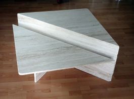 Designer Couchtische Set, dreieckig, 70er J, ital.Travertin