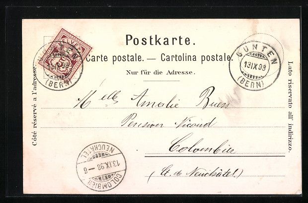 Cartoline postali: Litho Gunten, Totalansicht, Ralligen – Usato da Berlin venduto da bartko-reher 1