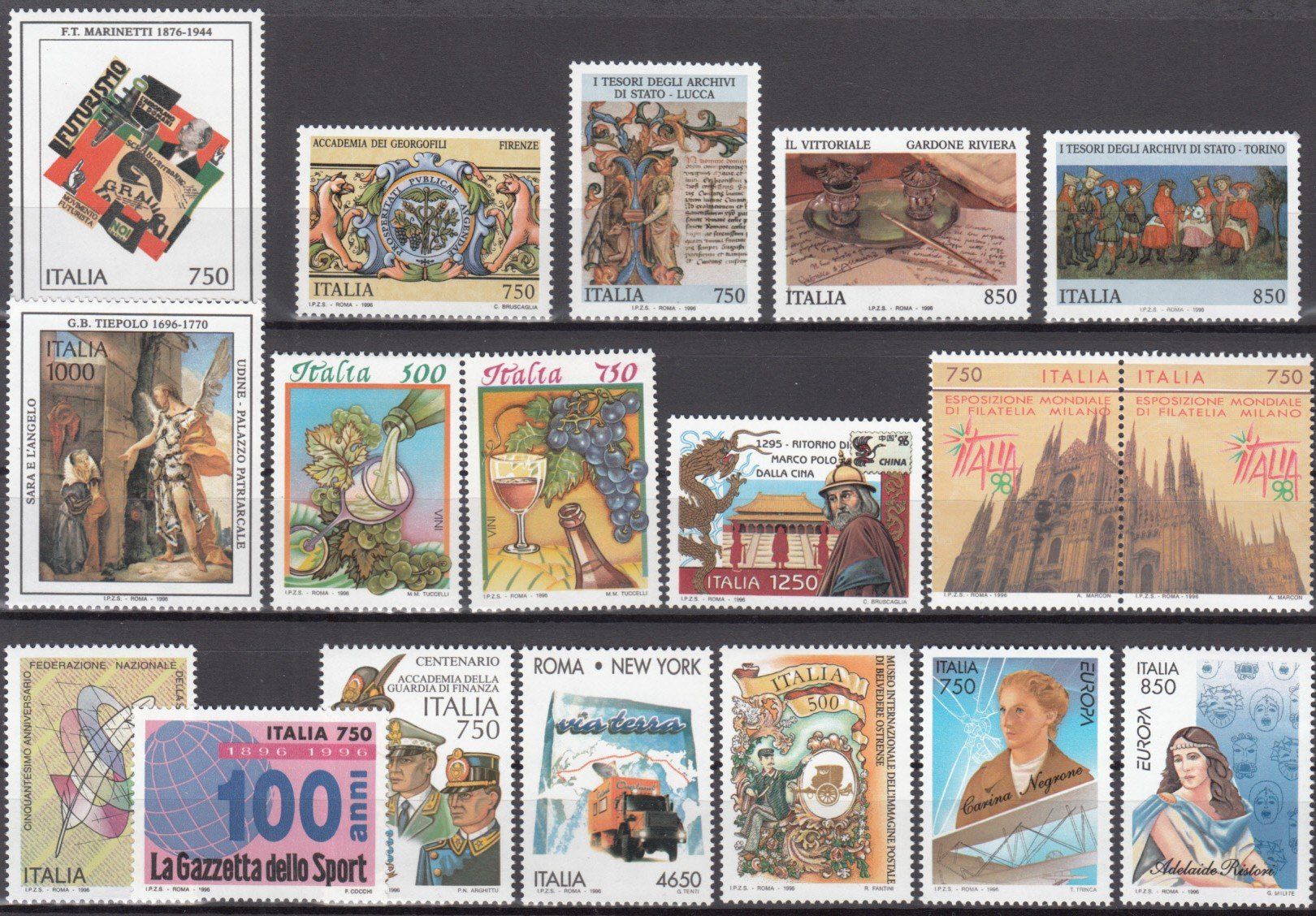 Tutti i francobolli: Italien 1996 postfrisch – Usato da Bürglen TG venduto da StampGraf 1