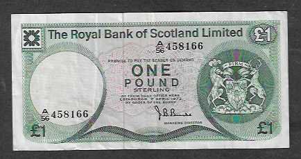 Banknoten: Scotland  1  Pound  Gebraucht – Gebraucht aus Gordola von coinsandnotes
