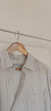 Vintage Burberry Shirt (White/blue) 