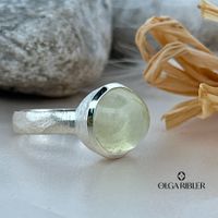 Massiver Ring mit Prehnit – Sterling Silber Ringgrösse 55