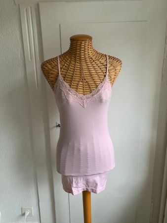Spitzen Longtop rosa - S