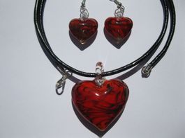 Set: Glasanhänger mit Kette und Ohrringe *NEU*
