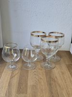 Set von 5 Gläsern mit Goldrand verschiedene Formen