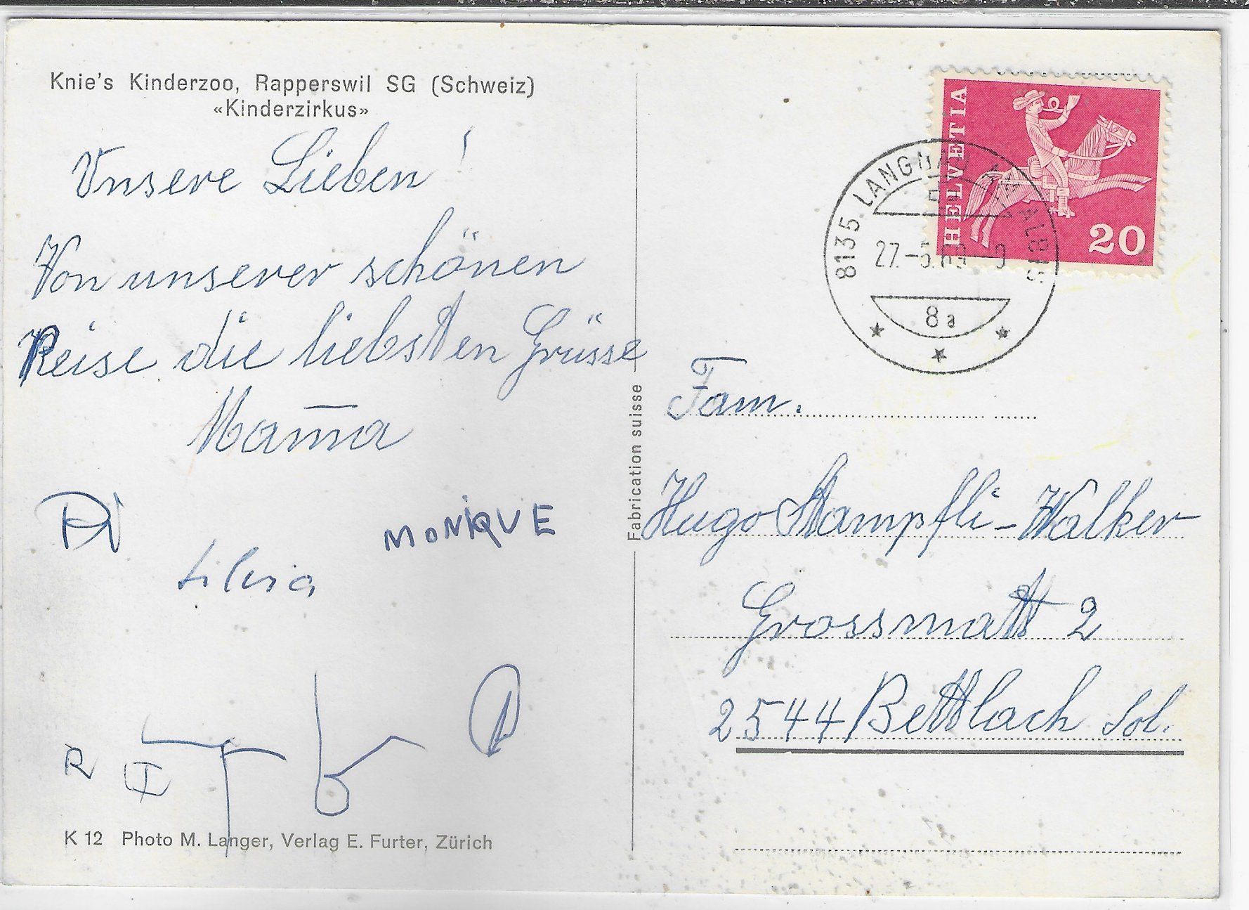 Cartoline postali: Knie's Kinderzoo - Rapperswil – Usato da Ettingen venduto da Kartenplanet 1