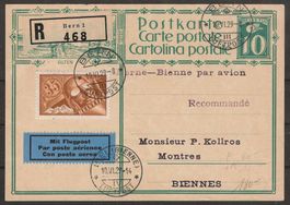1929: illustr. PK mit Flugpost von Bern - Biel