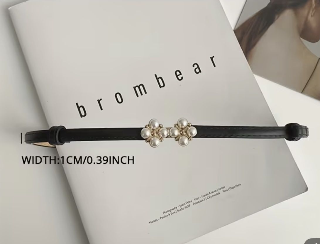 Cinture: Elegante Damengürtel, schwarz, mit Perlenapplikation. – Nuovo e nell'imballaggio originale da Bassersdorf venduto da schokoart.ch 2