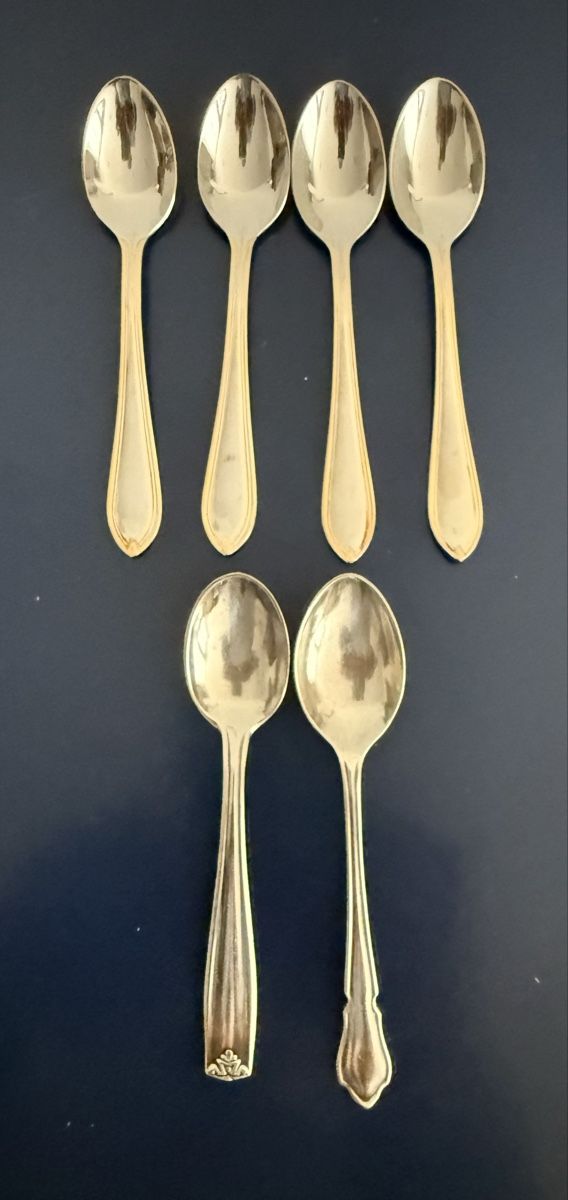 Löffel: 6 Löffel Dessertlöffel versilbert mit Muster ca 13.5cm – Gebraucht aus Wangen SZ von hame1945