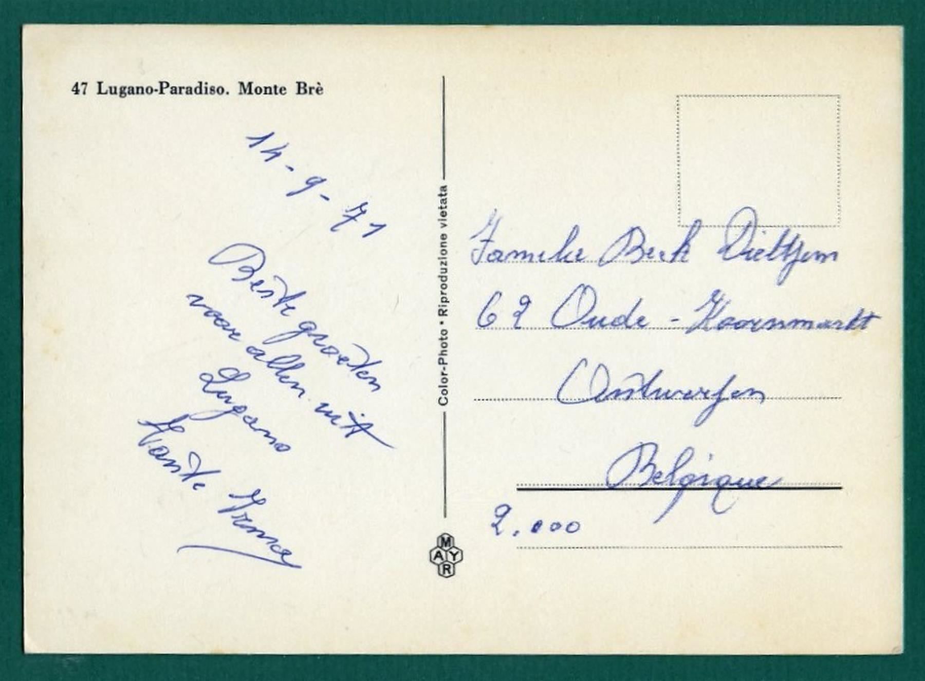 Cartoline postali: Lugano-Paradiso e Monte Brè, 1971, ungelaufen, Grossformat – Usato da Sargans venduto da Hausi1951 1