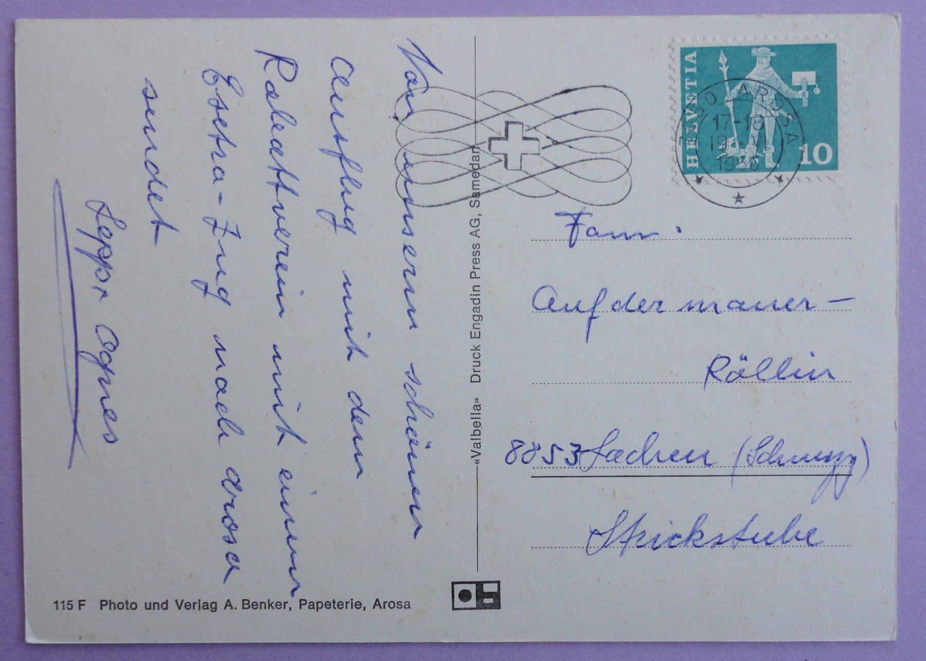 Cartoline postali: Arosa – Usato da Fétigny venduto da Billy2miny 1