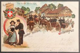 SOUVENIR MILITAIRE 1902: Carte lithographiée