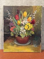 Vintage Floral Oil Painting - Still Life with Tulips