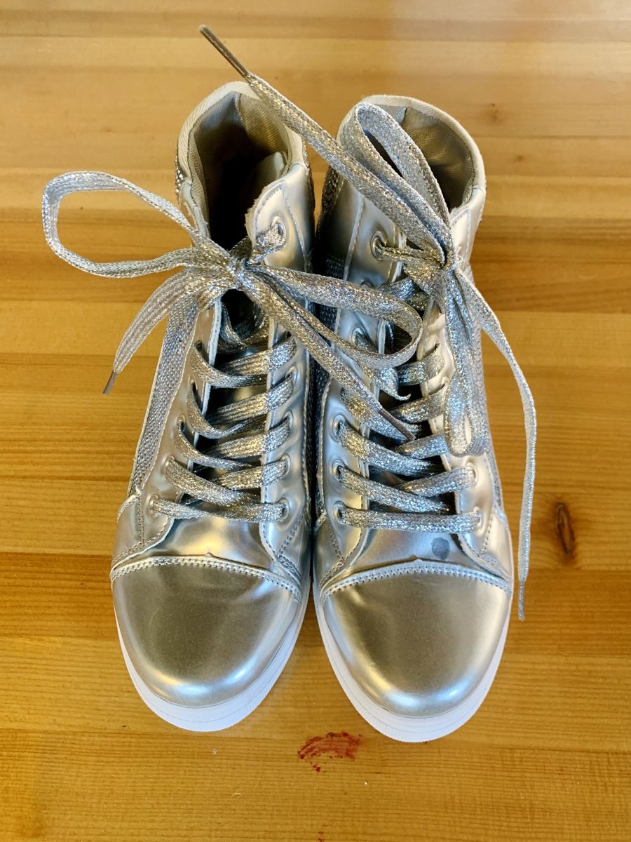 Scarpe da donna: Glitzer Silber Keil Sneakers – Usato da Steinhausen venduto da sue_f9pp
