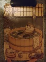 affiche sur toile loutre dans bain japonais style artistique