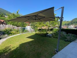 Sonnenschirm Glatz Sombrano S+, grau eloxiert, Stoff taupe 4