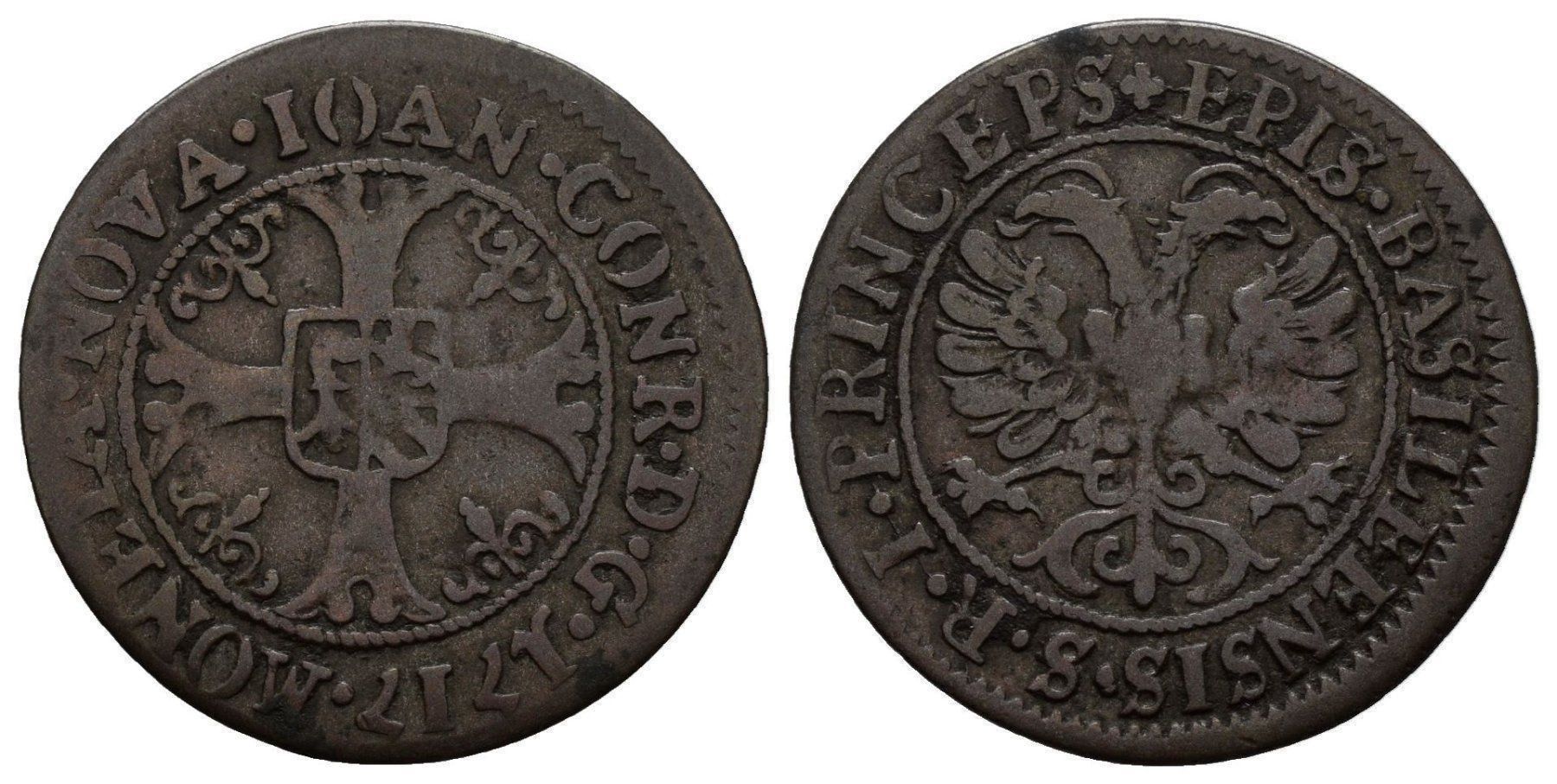 Alle Münzen: Basel Bistum Halbbatz 1717 bei 11  /554/ – Gebraucht aus Trimbach von Solothurn1