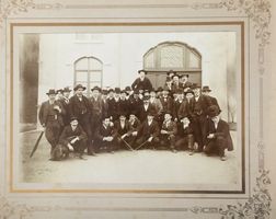 Antik Foto 1900, Männergruppe, Hut, Spazierstock, keine AK