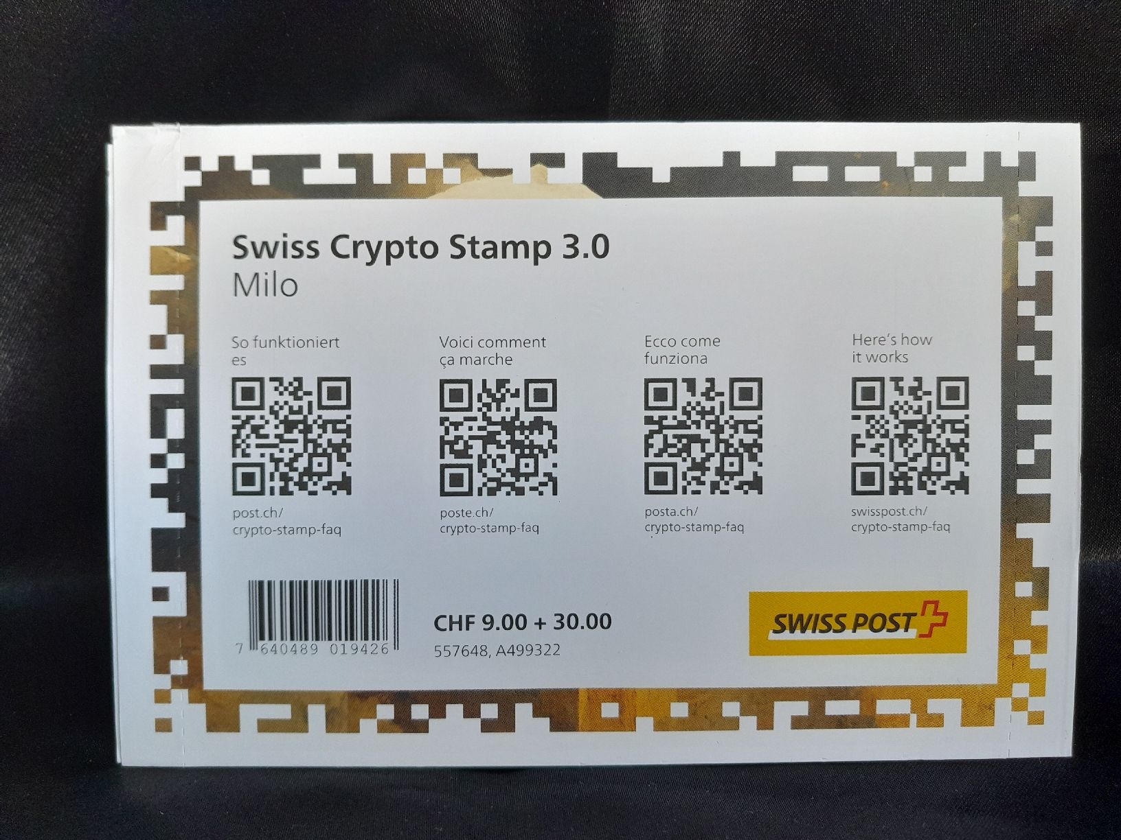 Tutti i francobolli: Crypto Stamp  – Nuovo e nell'imballaggio originale da Binningen venduto da mag_lc6b