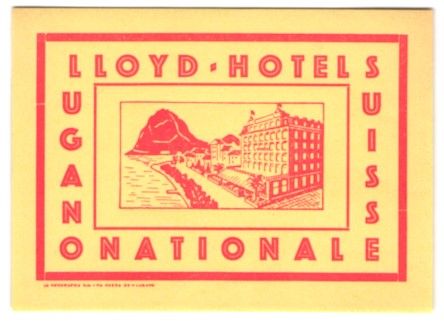 Altre raccolte & rarità: Kofferaufkleber Lugano, Das Lloyd-Hotel  – Usato da Berlin venduto da bartko-reher