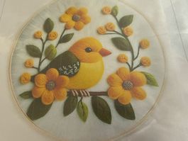 Filzen-Wollfilz-Filzmalerei-Stichinseln-Handgemacht-Vogel