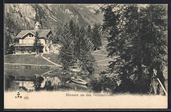 Cartoline postali: Blausee an der Gemmiroute, Ortspartie mi – Usato da Berlin venduto da bartko-reher