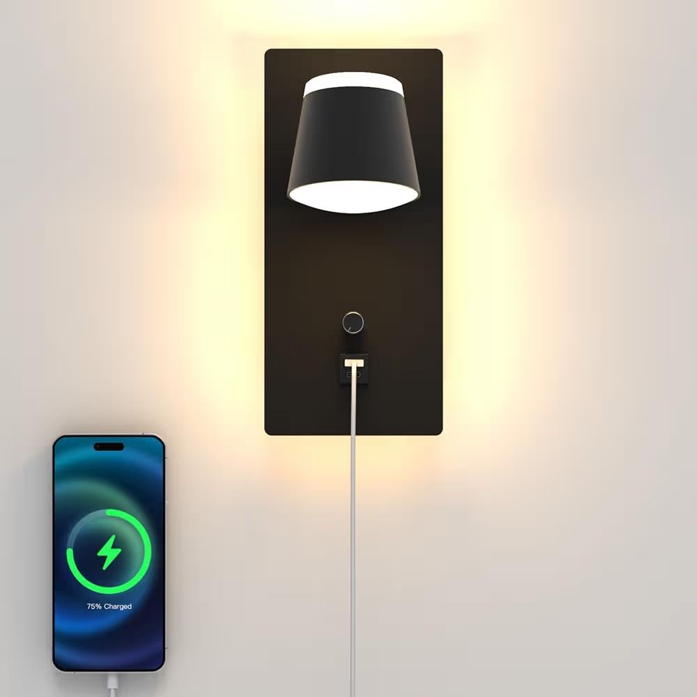 Lampade: 2 LED Wall Lamps - Black, Dimmable, Rotatable, USB and USB-C – Nuovo e nell'imballaggio originale da Zürich venduto da jor_68rp 3