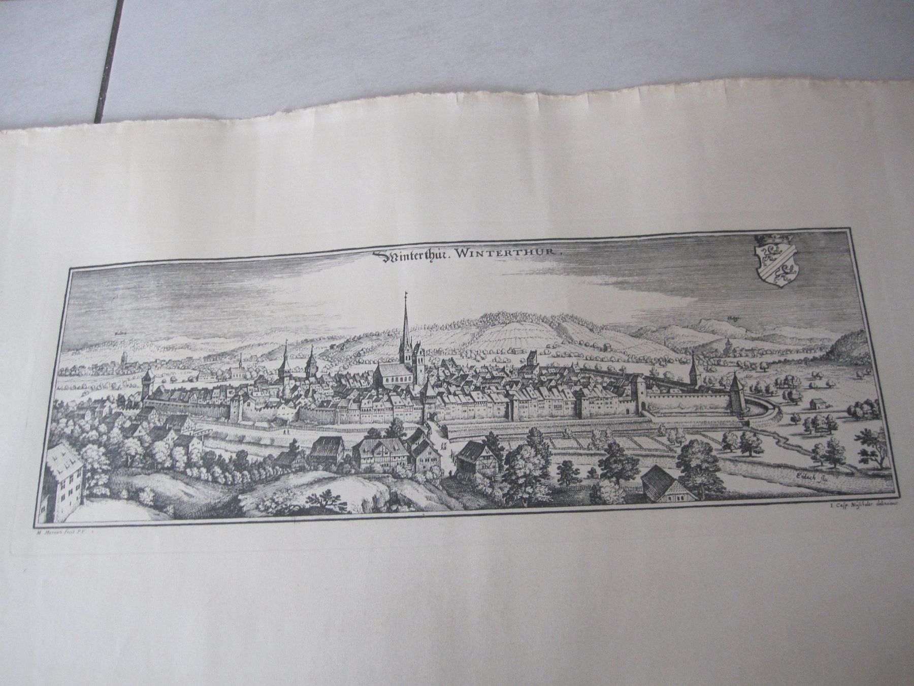 Incisioni: Reproduktion eines Merian Kupferstichs "Winterthur" – Usato da Horgen venduto da sarahbuechler01