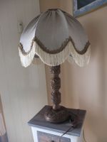 Grosse antike Tischlampe Holz geschnitzt 70cm hoch