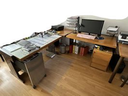 Bürotischanlage Winkelförmige Anordnung System Flexibel
