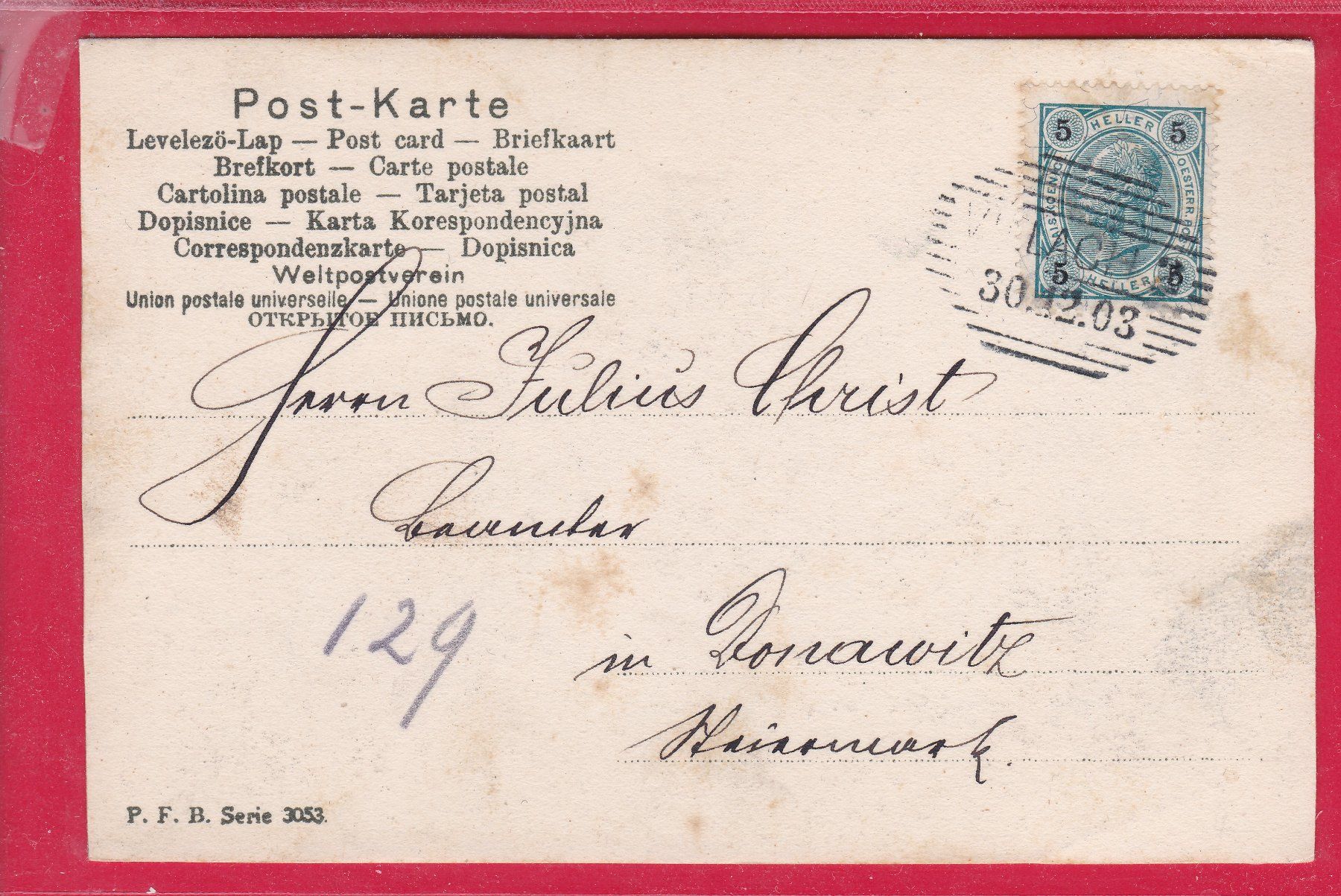 Cartes postales: PROSIT NEUJAHR, 30.12.1903 – D'occasion à Oberrieden par Gebirgsstelze 1