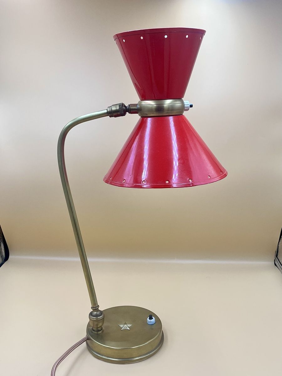 Lampade: Lampe de table Diabolo René Mathieu pour Lunel, 1950s – Usato da Lausanne venduto da Vibewave 1