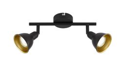 Lampe 2 Spots schwarz-gold, Livique "Diogo Gold/Schwarz"