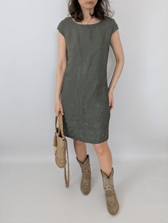 Sommerliches Leinenkleid, Gr. SOlivgrün, Top Zustand!