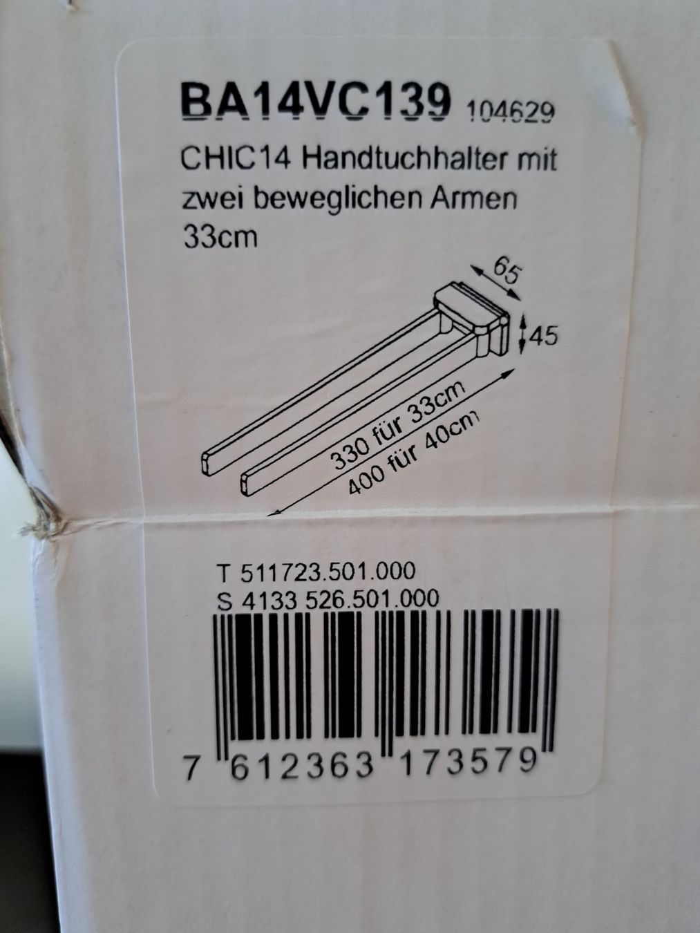 Portasciugamani: Bodenschatz Handtuchhalter 33cm BA14VC139 – Nuovo e nell'imballaggio originale da Tegerfelden venduto da Spick67 1
