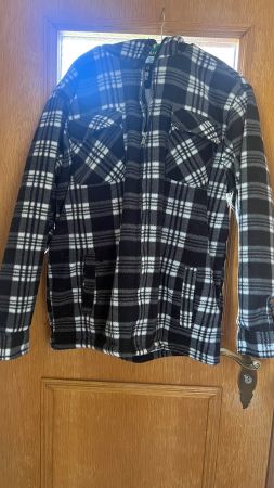 Herren Fleecejacke kariert schwarz weiss XL