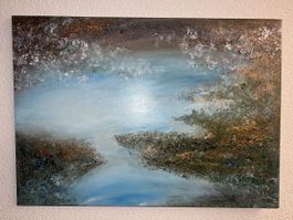 Abstraktes Gemälde, Landschaft, Unikat, Acryl auf Leinwand