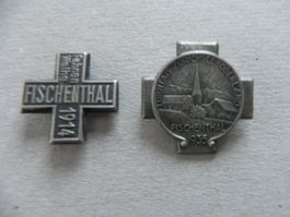Medaille 2 Sport Abzeichen Brosche Fischenthal ZH 1914 & 35