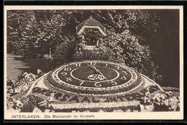 AK Interlaken, Die Blumenuhr im Kurpark