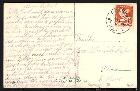 Cartoline postali: Ober-Aegeri, Morgarten-Denkmal und weite – Usato da Berlin venduto da bartko-reher 1