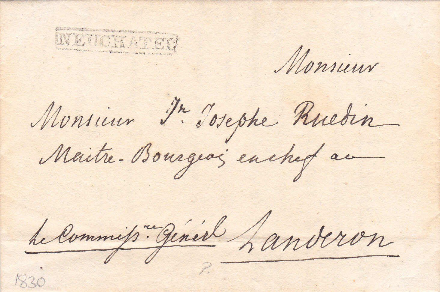 Tutti i francobolli: 1830, "Neuchatel", eingefasster Stabstempel  – Usato da Wenslingen venduto da riger11