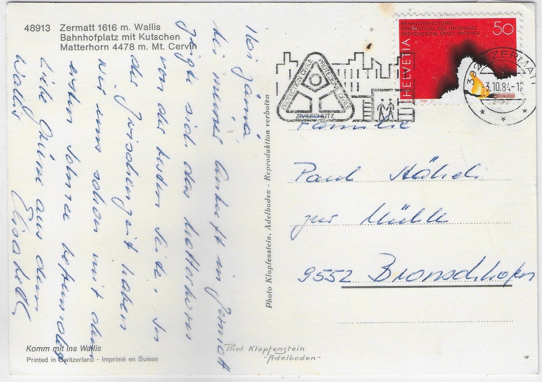 Cartoline postali: Zermatt - Bahnhofplatz mit Kutschen – Usato da Ettingen venduto da Kartenplanet 1