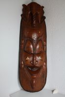 Grosse afrikanische Holz Maske mit Bein Intarsien