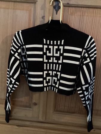 Schwarz-Weiss Stretch Damenoberteil, Gr.S CropTop, Stilvoll!